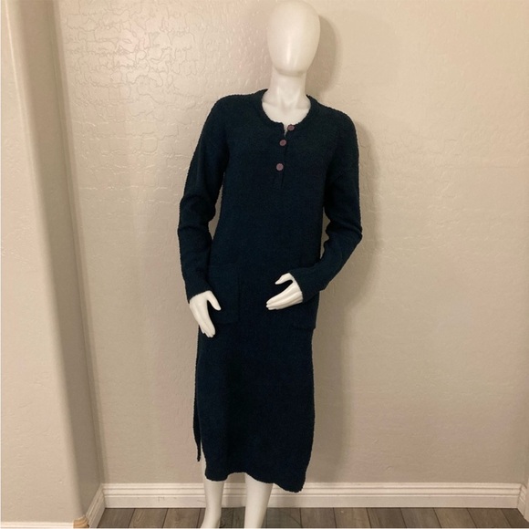 Cozy Teal Long Sweater nightgown - Picture 3 of 5